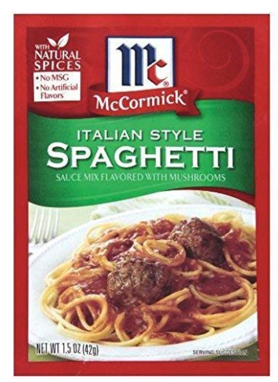 Example of a spaghetti seasoning packet.