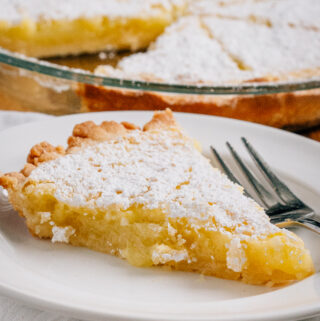 Slice of Lemon Pie on plate.