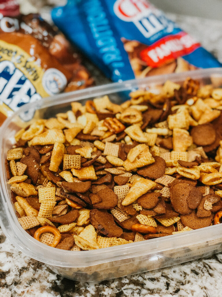 Caramel bugles, rye chips and chex mix make this an addicting sweet and salty snack mix!