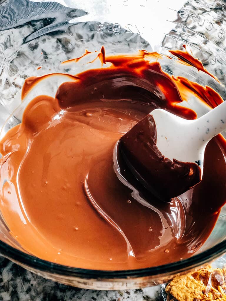 A bowl of freshly melted milk chocolate.