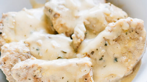 pork chops ranch dressing cream of mushroom soup 4 Ingredient Oven Baked Pork Chops (Quick & Easy Recipe!)
