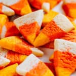 Pile of baked delicious candy corn cookies.