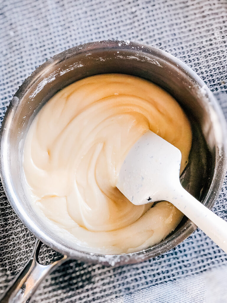Powdered sugar and vanilla mixed into the browned butter for a creamy frosting.