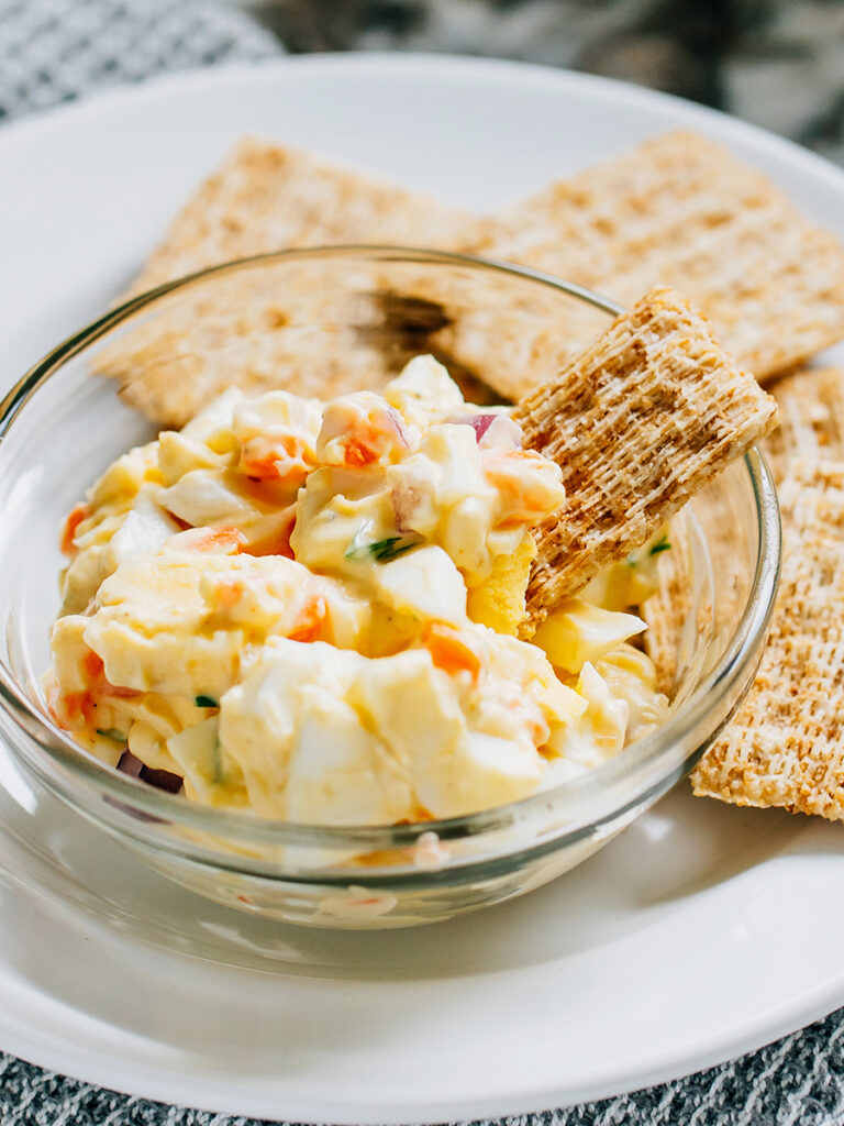 A triscuit dipping egg salad for the perfect summer snack.