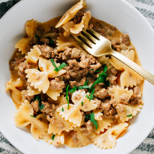 Creamy Ground Beef and Bowtie Pasta - The Recipe Life