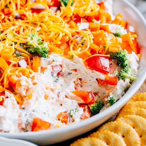 veggie pizza recipe with ranch dressing packet and sour cream Vegetable Pizza Dip
