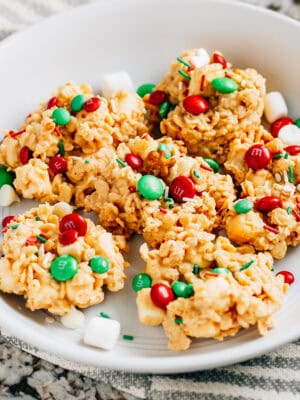 A close up of a plate of holiday cookies.