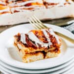 A close up of the pieces of this cinnamon brunch bread ready for guests to enjoy!