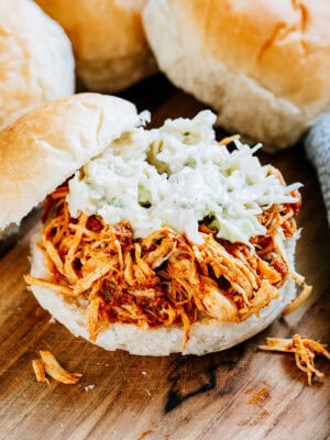 A hot honey chicken sandwich with pickle slaw and a homemade bun is the perfect combination of heat and sweet.