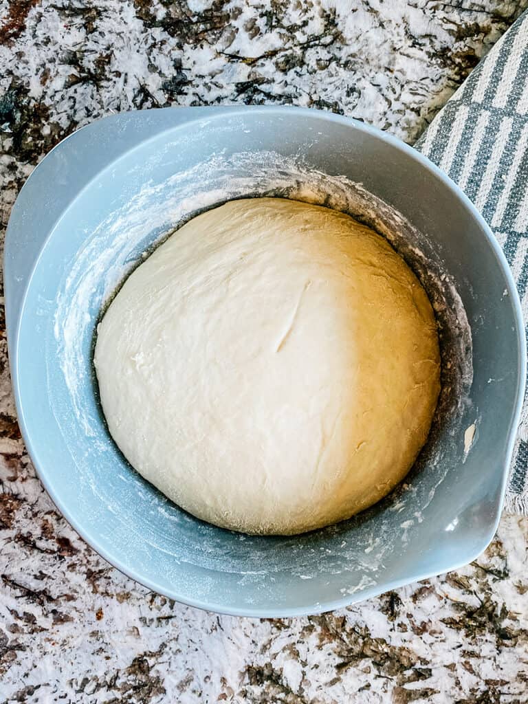 Risen English muffin dough.