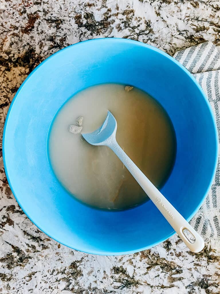 Yeast dissolved into the warm water.